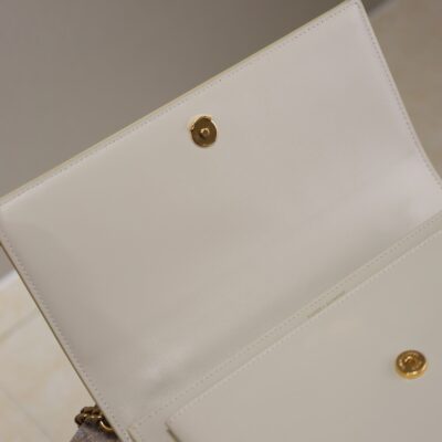 YSL 25S SUNSET MM 25 IN IVORY CALFSKIN GOLD HARDWARE