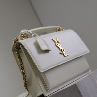 YSL 25S SUNSET MM 25 IN IVORY CALFSKIN GOLD HARDWARE