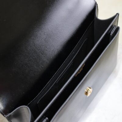 YSL 25S SUNSET MM 25 IN BLACK CALFSKIN GOLD HARDWARE