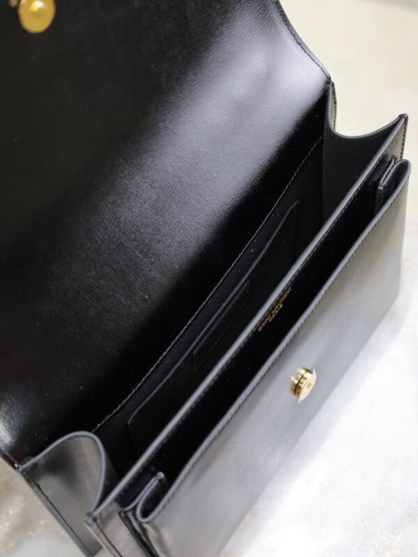 YSL 25S SUNSET MM 25 IN BLACK CALFSKIN GOLD HARDWARE