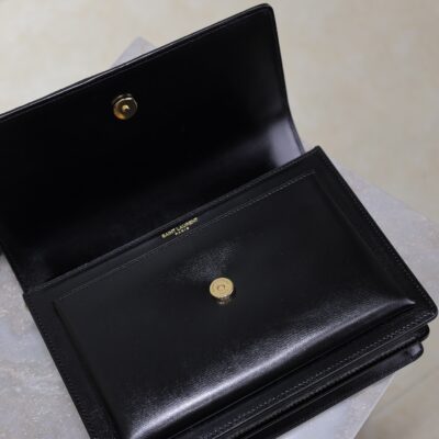 YSL 25S SUNSET BAG 22 IN BLACK CALFSKIN AND SUEDE GOLD HARDWRE