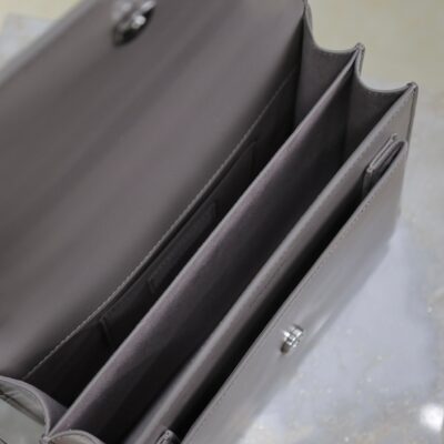 YSL 25S SUNSET BAG 22 IN DARK PURPLE CALFSKIN SILVER HARDWRE