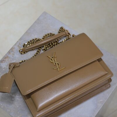 img_f8c0bdc9_20241106_i1730875334_4203_3_jpg YSL 25S SUNSET BAG 22 IN BROWN CALFSKIN GOLD HARDWRE