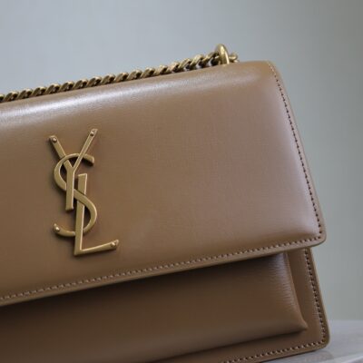 img_f8c0bdc9_20241106_i1730875334_8867_1_jpg YSL 25S SUNSET BAG 22 IN BROWN CALFSKIN GOLD HARDWRE