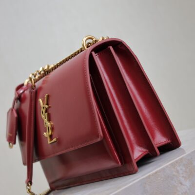 img_f8c0bdc9_20241106_i1730876007_4265_2_jpg YSL 25S SUNSET BAG 22 IN CRIMSON RED CALFSKIN GOLD HARDWRE