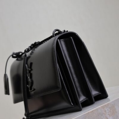 img_f8c0bdc9_20241106_i1730876592_5056_1_jpg YSL 25S SUNSET BAG 22 IN BLACK CALFSKIN BLACK HARDWRE