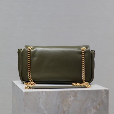 CALYPSO CHAIN BAG 26 IN ARMY GREEN SMOOTH LAMBSKIN
