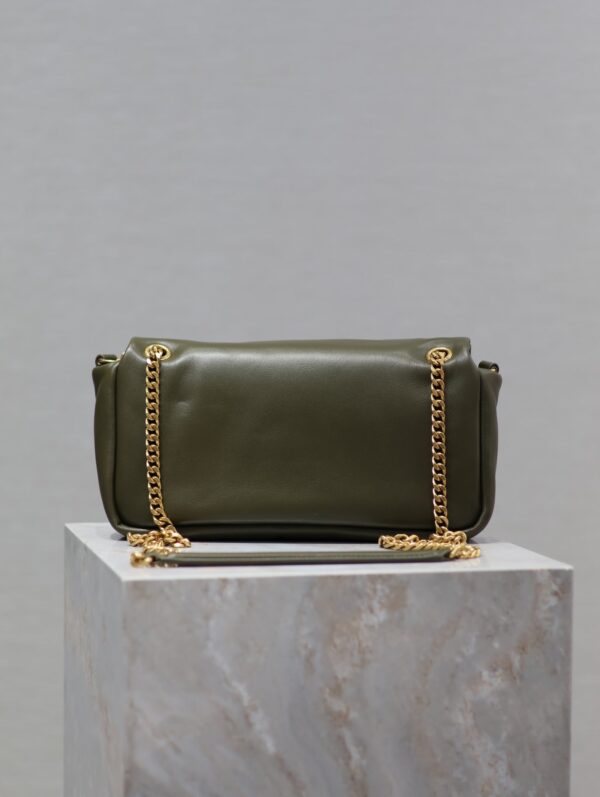 CALYPSO CHAIN BAG 26 IN ARMY GREEN SMOOTH LAMBSKIN