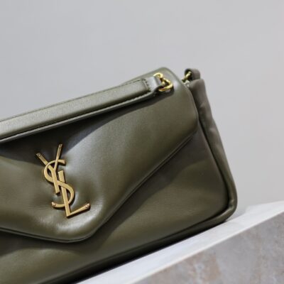 CALYPSO CHAIN BAG 26 IN ARMY GREEN SMOOTH LAMBSKIN