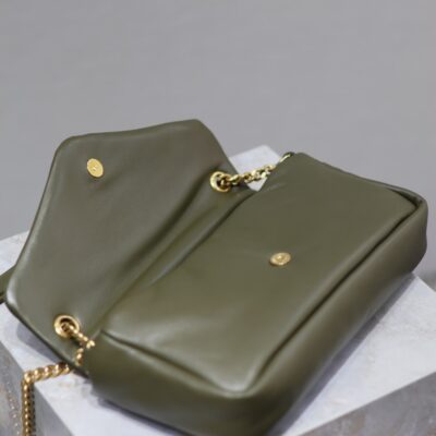 CALYPSO CHAIN BAG 26 IN ARMY GREEN SMOOTH LAMBSKIN