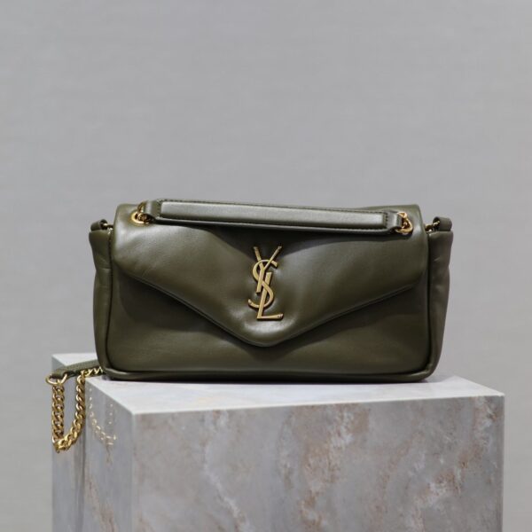 img_f8c0bdc9_20241118_i1731909895_7694_5_jpg CALYPSO CHAIN BAG 26 IN ARMY GREEN SMOOTH LAMBSKIN