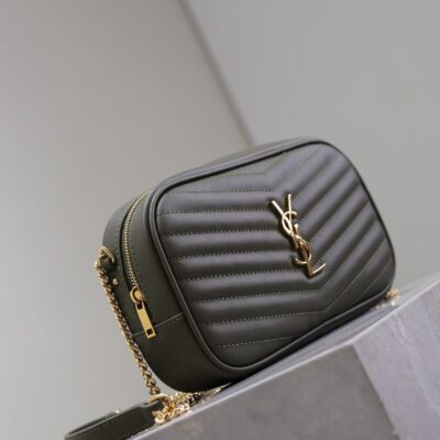 LOU MINI CAMERA BAG 18 IN KOMBU GREEN QUILTED CALFSKIN