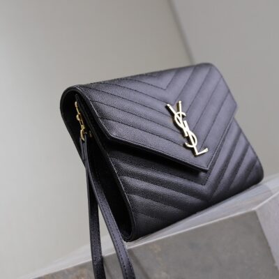 CASSANDRE CLUTCH 21 IN BLACK LAMBSKIN GOLD HARDWARE