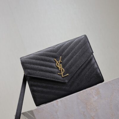 CASSANDRE CLUTCH 21 IN BLACK LAMBSKIN GOLD HARDWARE