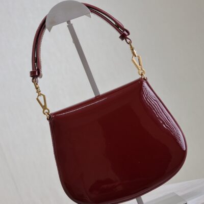 VOLTAIRE SADDLE BAG 21 IN BORDEAUX RED PATENT CALFSKIN