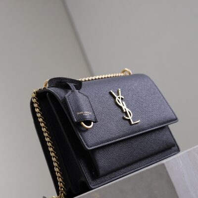 img_f8c0bdc9_20241204_i1733284527_2295_6_jpg YSL 25S SUNSET MEDIUM 22 IN BLACK GRAINED CALFSKIN GOLD HARDWRE