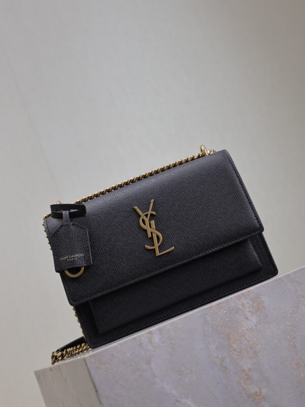 img_f8c0bdc9_20241204_i1733284527_2610_5_jpg YSL 25S SUNSET MEDIUM 22 IN BLACK GRAINED CALFSKIN GOLD HARDWRE