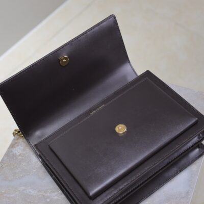 YSL 25S SUNSET BAG 22 IN COFEE BROWN CALFSKIN GOLD HARDWRE