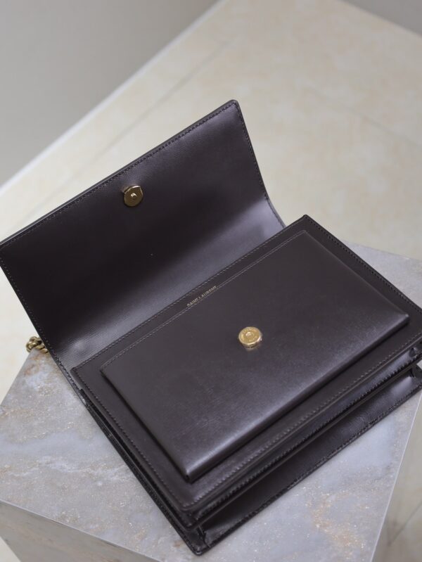 YSL 25S SUNSET BAG 22 IN COFEE BROWN CALFSKIN GOLD HARDWRE