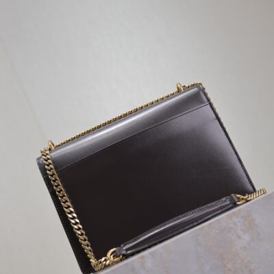 YSL 25S SUNSET BAG 22 IN COFEE BROWN CALFSKIN GOLD HARDWRE