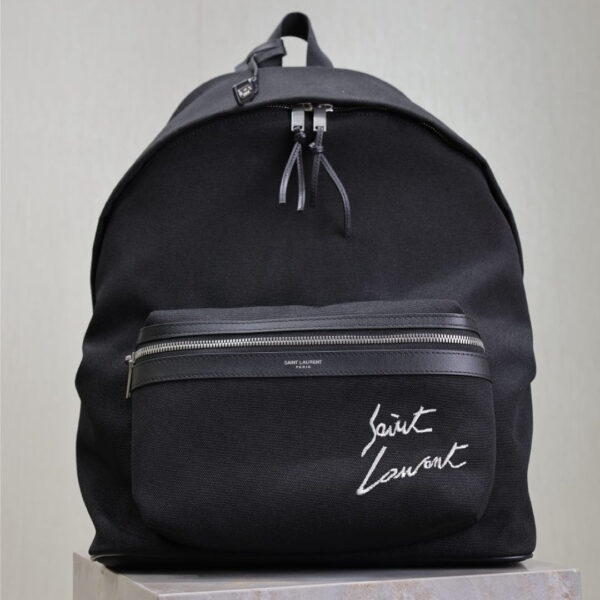 img_f8c0bdc9_20241206_1733457571_700_jpg CITY BACKPACK 38 IN BLACK CANVAS WITH WHITE EMBROIDED LOGO