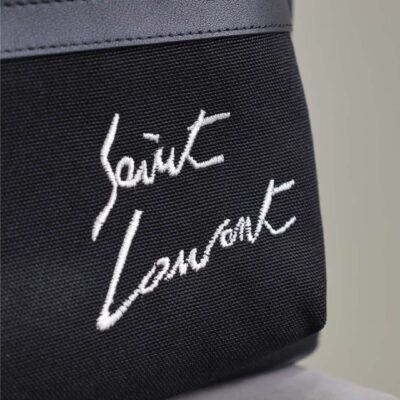 CITY BACKPACK 38 IN BLACK CANVAS WITH WHITE EMBROIDED LOGO