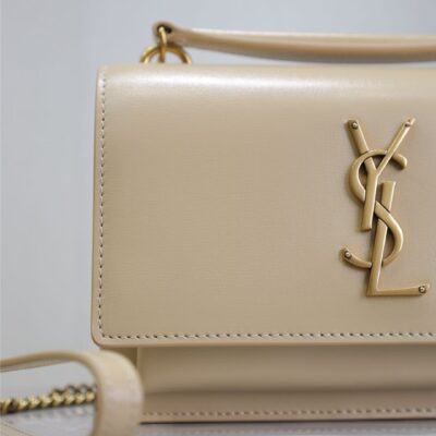 SUNSET SMALL BAG 19 IN BEIGE CALFSKIN GOLD HARDWARE