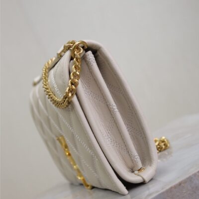 BECKY 22 IN WHITE QUILTED LAMBSKIN GOLD HARDWARE