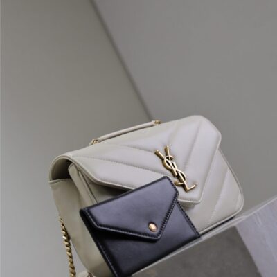 LOULOU SMALL 24 IN WHITE SHEEPSKIN GOLD HARDWARE