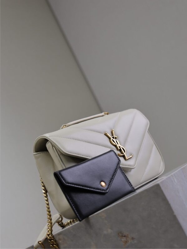 LOULOU SMALL 24 IN WHITE SHEEPSKIN GOLD HARDWARE