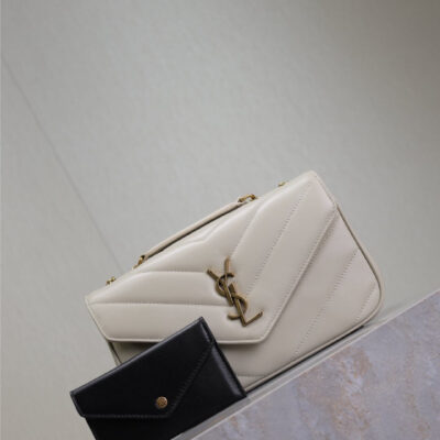 LOULOU SMALL 24 IN WHITE SHEEPSKIN GOLD HARDWARE