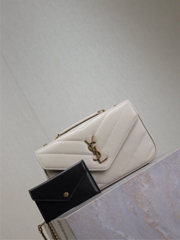 LOULOU SMALL 24 IN WHITE SHEEPSKIN GOLD HARDWARE