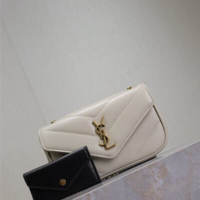 LOULOU MINI 20 IN WHITE SHEEPSKIN GOLD HARDWARE