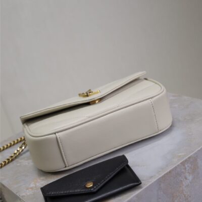 LOULOU MINI 20 IN WHITE SHEEPSKIN GOLD HARDWARE