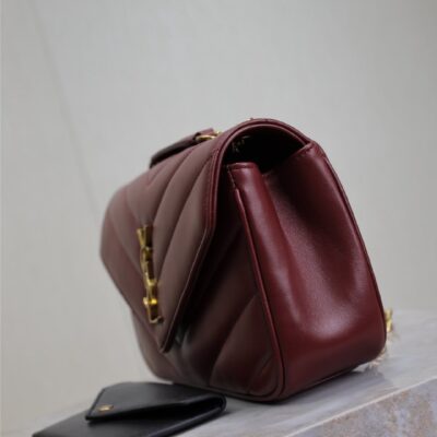 LOULOU SMALL 24 IN BURGUNDY RED SHEEPSKIN GOLD HARDWARE