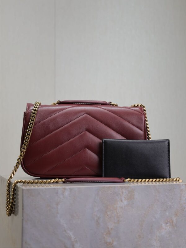 LOULOU SMALL 24 IN BURGUNDY RED SHEEPSKIN GOLD HARDWARE