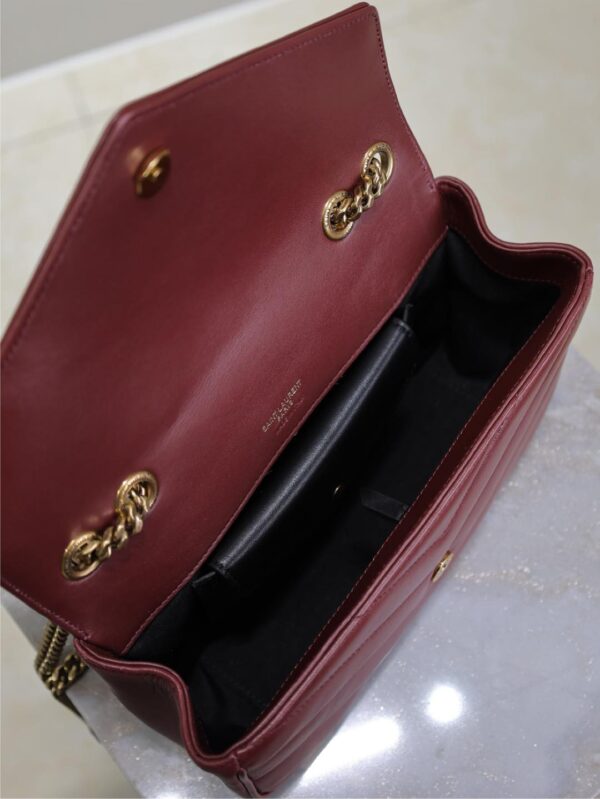 LOULOU SMALL 24 IN BURGUNDY RED SHEEPSKIN GOLD HARDWARE
