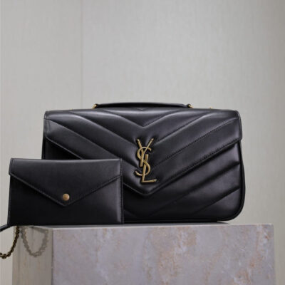 LOULOU MEDIUM 29 IN BLACK SHEEPSKIN GOLD HARDWARE