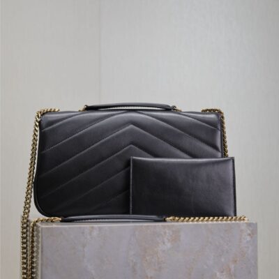 LOULOU MEDIUM 29 IN BLACK SHEEPSKIN GOLD HARDWARE