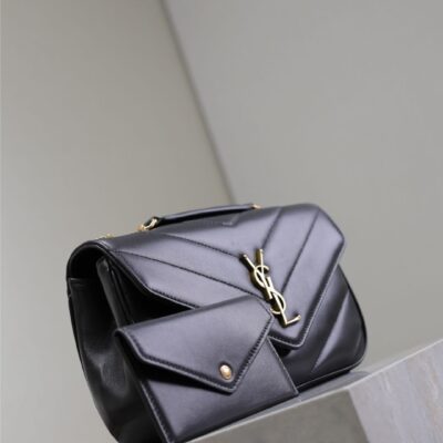LOULOU SMALL 24 IN BLACK SHEEPSKIN GOLD HARDWARE