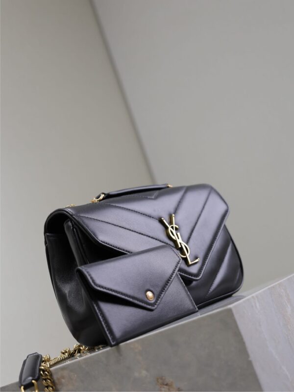 LOULOU SMALL 24 IN BLACK SHEEPSKIN GOLD HARDWARE