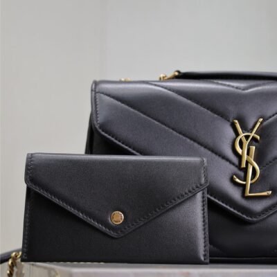 LOULOU SMALL 24 IN BLACK SHEEPSKIN GOLD HARDWARE