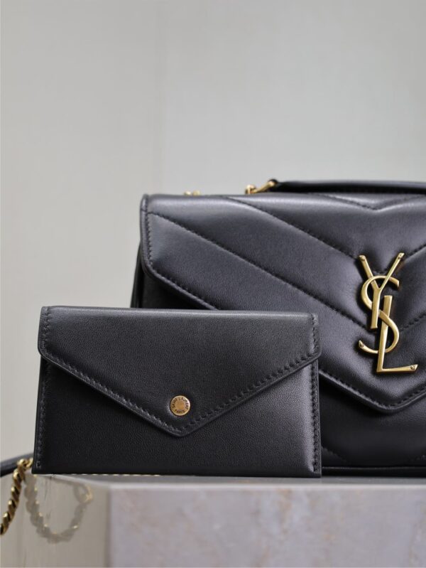 LOULOU SMALL 24 IN BLACK SHEEPSKIN GOLD HARDWARE