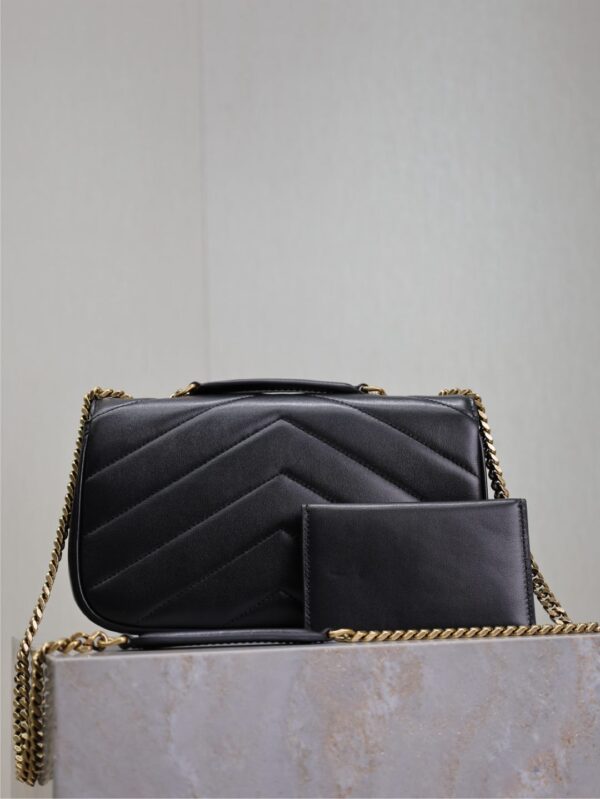 LOULOU SMALL 24 IN BLACK SHEEPSKIN GOLD HARDWARE