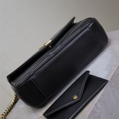 LOULOU SMALL 24 IN BLACK SHEEPSKIN GOLD HARDWARE