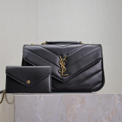 LOULOU SMALL 24 IN BLACK SHEEPSKIN GOLD HARDWARE