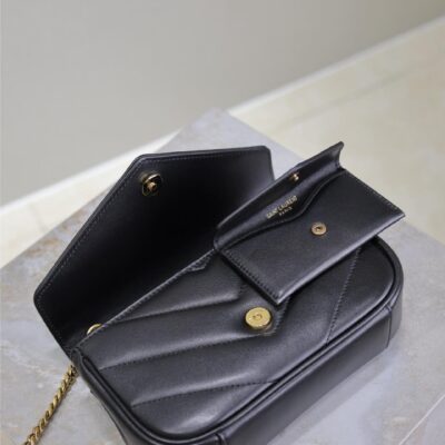 LOULOU MINI 20 IN BLACK SHEEPSKIN GOLD HARDWARE