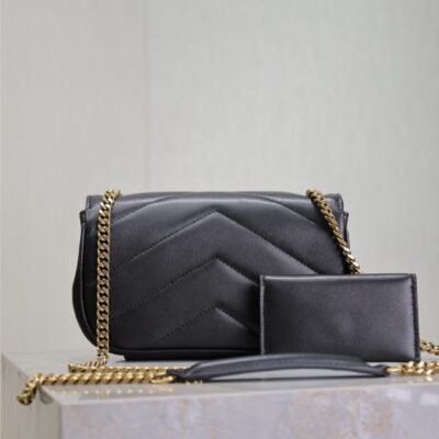 LOULOU MINI 20 IN BLACK SHEEPSKIN GOLD HARDWARE