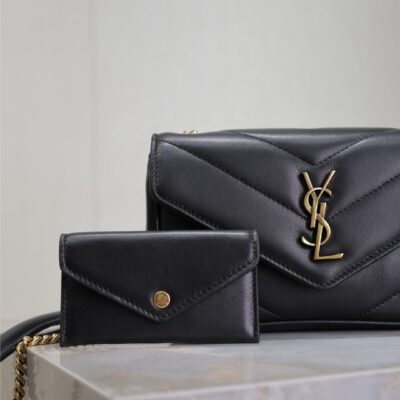 LOULOU MINI 20 IN BLACK SHEEPSKIN GOLD HARDWARE