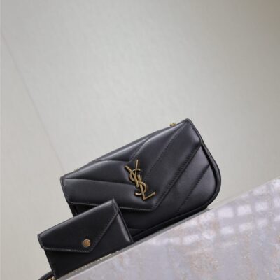 LOULOU MINI 20 IN BLACK SHEEPSKIN GOLD HARDWARE
